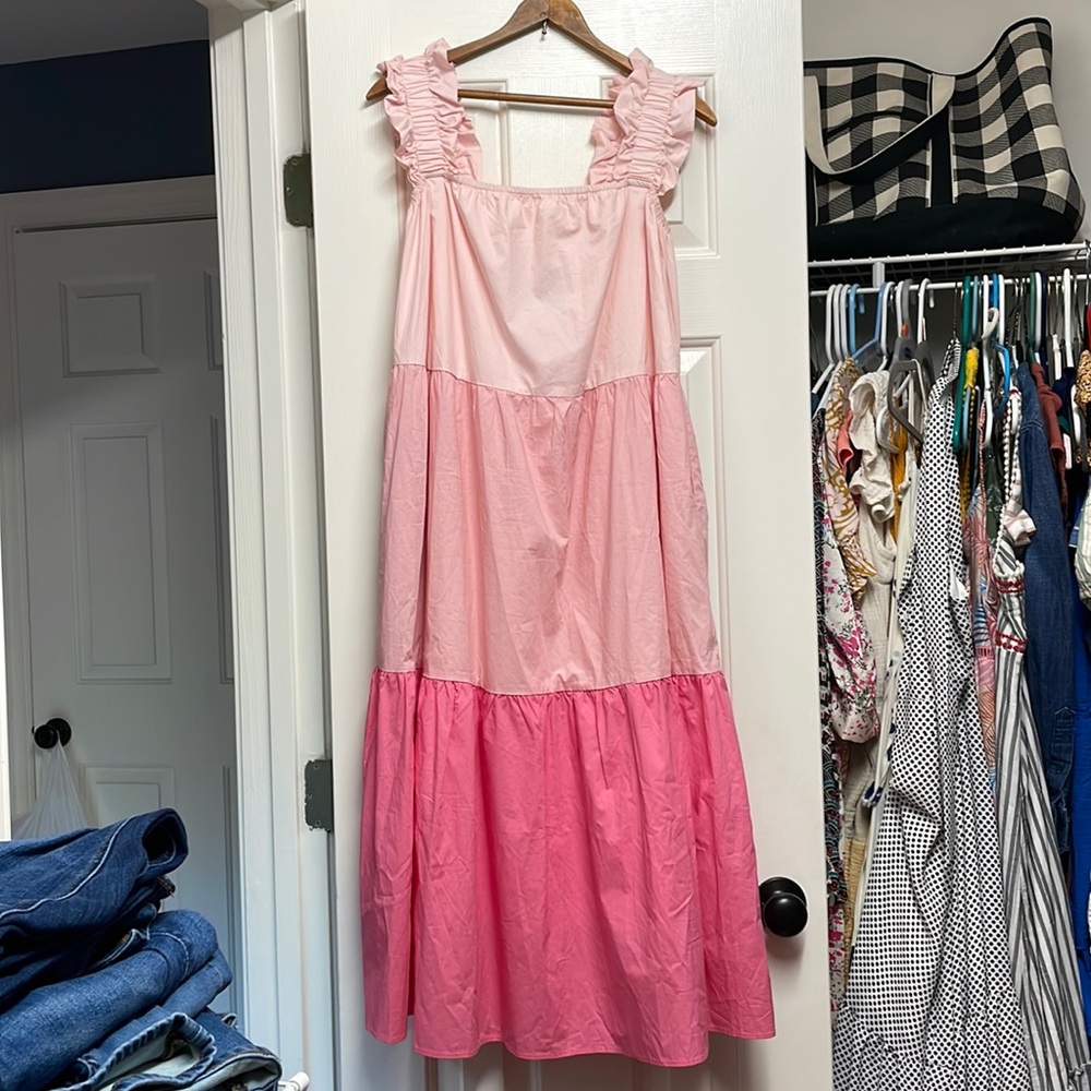 English factory ruffle should color block maxi